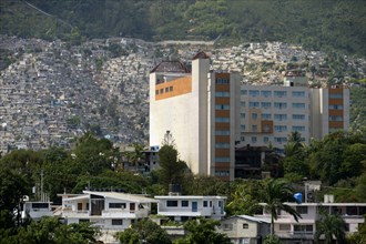Slum on the slopes behind the 5-star Royal Oasis Hotel in the Petionville district of Port-au-Prince
