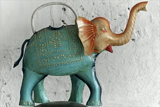 Colourful Indian elephant figure made of sheet metal