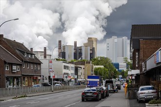 City view with RWE lignite-fired power plant Niederaussem