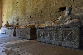 Etruscan sarcophagi in the Basilica of San Pietro