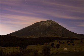 Popocatepetl volcano from Paso de Cortez in the early dawn