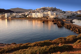 Harbour view of Naxos town in the evening light