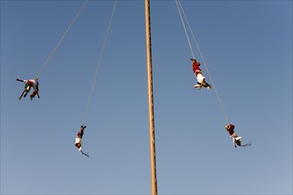 Voladores performing at a village festival