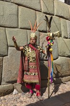 Local man in a traditional Incan costume