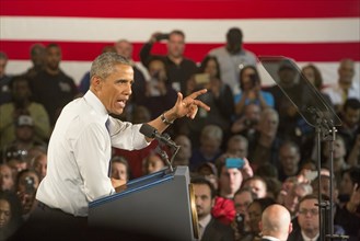 President Barack Obama speaks at Ford's Michigan Assembly Plant