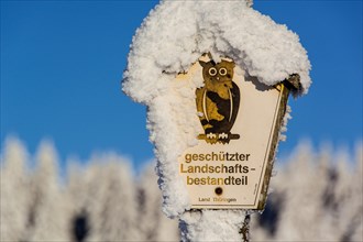 Sign ""Geschutzter Landschaftsbestandteil"". German for protected landscape component