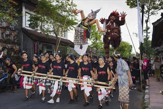 Teens with Ogoh-Ogoh figures