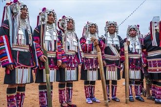Traditionally dressed women from the Akha people