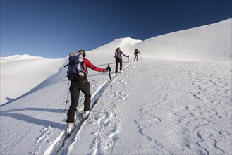 Ski tourer ascending Mt Seekofel