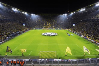 The sold-out Signal Iduna Arena before the kickoff of the UEFA Champions League game Borussia Dortmund vs Arsenal