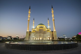 Akhmad Kadyrov Mosque at dusk