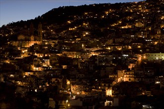 Night view of the hilly town