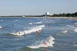 Tourists bathin in the Baltic Sea