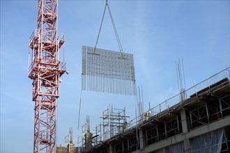 Crane lifting construction steel