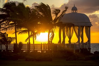Wedding pavilion at Varadero beach with sunset in the Paradisus Varadero Resort & Spa hotel complex