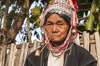 Traditionally dressed elderly woman from the Akha people