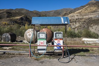 Remote gas station in the Caucasian moutains
