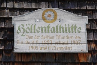 Sign of the Hollentalanger Hut