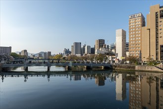 View over Kyobashi River to skyscrapers