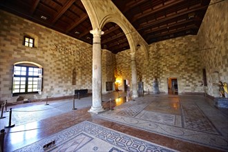 Interior with Hellenistic mosaic floors of the 14th century medieval Palace of the Grand Master of the Knights of St John