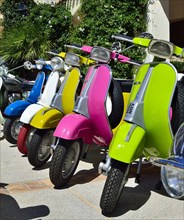 Colourful Vespa scooters