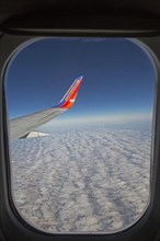 A Southwest Airlines plane flies above Nebraska