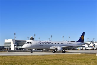 Lufthansa CityLine Embraer ERJ 190 roll-out in front of Terminal 2 at Munich