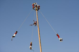 Voladores performing at a village festival