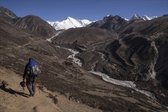 Hikers in the Gokyo valley