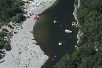 Canoeing on the Ardeche river in the Gorges d'Ardeche