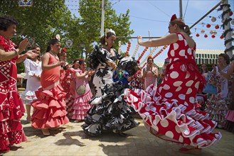 Flamenco dancers at the Feria de Abril