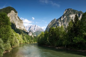 View from the Enns bridge to the entrance of the Gesause range