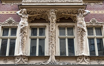 Art Nouveau facade in the old town Vecriga