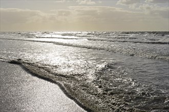 Sparkling water on the wet sand