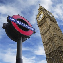 Underground sign and Big Ben