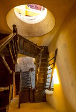 The spiral staircase in the bell tower of the church Convento de San Francisco de Asis