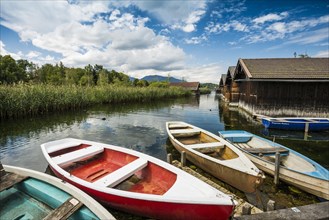 Boats and boat houses on Staffelsee Lake