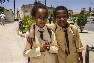Eritrean school kids wearing school uniforms