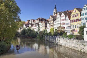 Historic centre with the Holderlin Tower and the Collegiate Church on the Neckar river