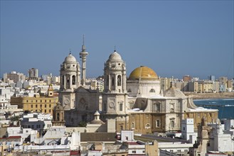 View from Torre Tavira tower to Cadiz Cathedral