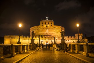 Ponte Sant'Angelo and Castel Sant'Angelo at night