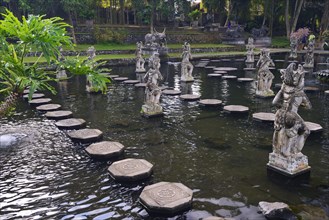 Fountains and water basins at the Tirta Gangga Water Temple