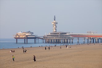 Sandy beach and pier