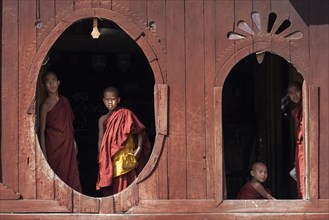 Novice monks in the Shwe Yaunghwe Kyaung Monastery