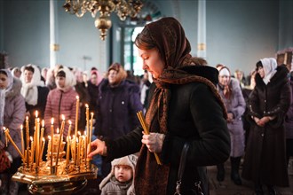 Morning mass during the Feast of Epiphany in the church of the Orthodox Old Believers