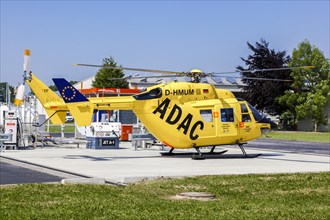 ADAC rescue helicopter Christoph 1 at the refuelling station at Landshut-Ellermuhle Airport