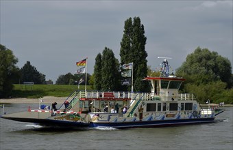 Ferry on the Rhine between Dusseldorf-Kaiserwerth and Meerbusch Langst-Kierst