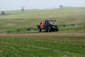 Crop-spraying on farming field