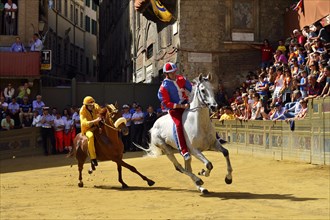 Training run of the historical horse race Palio di Siena