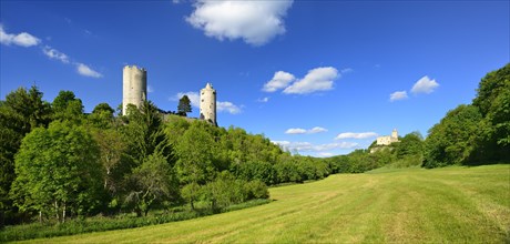 Ruins of Rudelsburg Castle and Burg Saaleck Castle